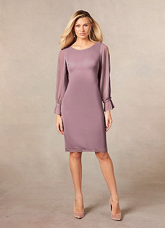 Azazie London Mère de la mariée Robes Robe Fourreau en Maille Rose Poussiéreuse image4