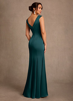 Azazie Franny Mother of the Bride Dresses Pine Sheath Lace Stretch Satin Dress image2