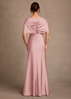 Azazie Dosia 신부의 어머니 드레스 쉬스 주름진 스트레치 새틴 플로어 길이 드레스 image3