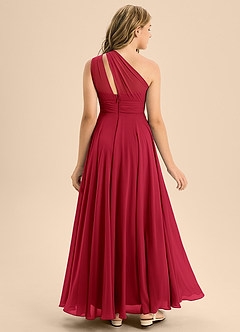 Azazie Charlize Junior Scarlet A-Line Pleated Chiffon Dress image2