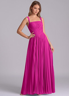 Azazie Mina Venta Final Vestido de Fucsia de Gasa de Corte en A con Plisado image6