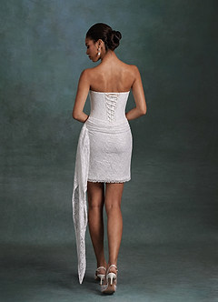 Azazie Kennedy Wedding Dresses Diamond White Sheath Strapless Lace Dress image2