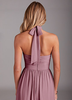 Azazie Avary Bridesmaid Dresses Vintage Mauve A-Line Pleated Chiffon Dress image7