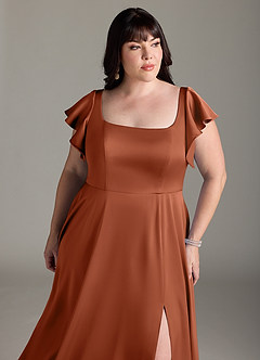 Azazie Bondi Brautjungfernkleider A-Linie Schleifen Stretch-Satin Kleid Zedernrose image11