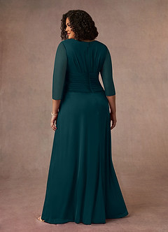 Azazie Annetta Mother of the Bride Dresses Pine A-Line V-Neck Pleated Mesh Dress image9