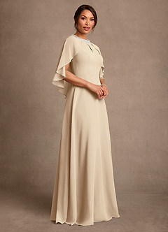 Azazie Winnifred 신부의 어머니 드레스 A라인 구슬 쉬폰 플로어 길이 드레스 image2