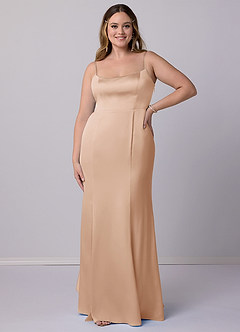 Barbie ♥ Azazie Bridesmaid Dresses English Rose Mermaid Bow Stretch Satin Dress image9