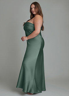 Azazie Saylor Vestidos de damas de honor Vestido Musgo Marino de Satén Elástico de Corte Sirena con Palabra de honor image14