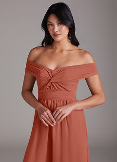 Azazie Lamara Robes de demoiselle d'honneur Combinaison Convertible en Mousseline de soie Épaule décolletée Argile image7