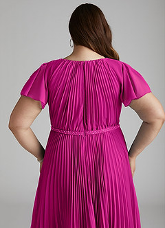 Azazie Kara Modest Bridesmaid Dresses A-Line Pleated Chiffon Floor-Length Dress image5