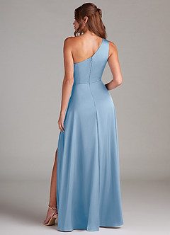 Azazie Brooke Bridesmaid Dresses Powder Blue A-Line One Shoulder Stretch Satin Dress image8