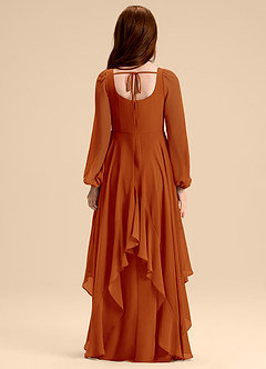 Azazie Clara Junior Abito A-Line in Chiffon Blusa Paprika image2