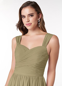 Azazie Zapheira Bridesmaid Dresses Moss Green A-Line Ruched Chiffon Dress image5