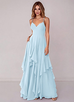 Azazie Zaina Brautjungfernkleider A-Linie Chiffon Kleid Himmelblau image3