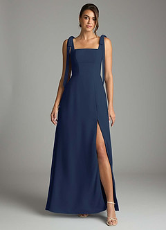 Azazie Debra Bridesmaid Dresses Dark Navy A-Line with Pockets Chiffon Convertible Dress image7