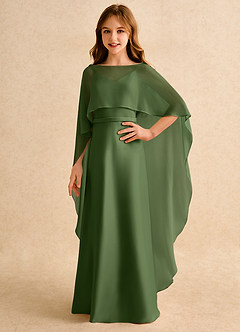 Azazie Fishie Girls Formal Flower Girl Dresses Olive A-Line Matte Satin Dress image1