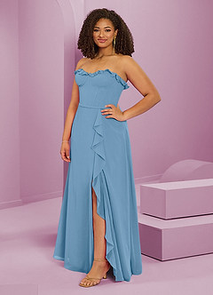 Barbie ♥ Azazie Bridesmaid Dresses Steel Blue A-Line Sweetheart Neckline Chiffon Dress image11