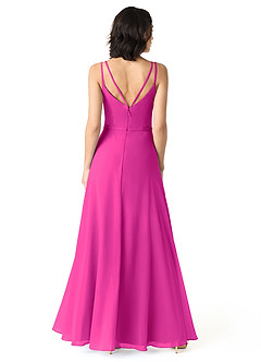 Azazie Janine Bridesmaid Dresses Fuchsia A-Line V-Neck Chiffon Dress image3