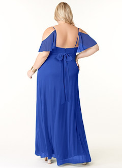 Azazie Fiena Final Sale Desert Rose A-Line V-neck Ruched Mesh Dress image8