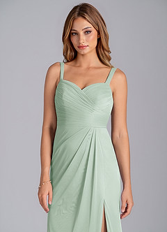 Azazie Micky Bridesmaid Dresses Agave A-Line Pleated Mesh Dress image7