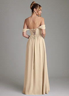 Azazie Caterina Bridesmaid Dresses Champagne A-Line Corset Chiffon Dress image10