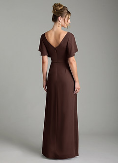 Azazie Ambrosia Robes de demoiselle d'honneur Robe Trapèze en Mousseline de soie Plissée Ganache image6