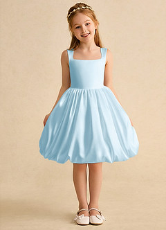 Azazie Nirvana Robe Demoiselle D'honneur Fillette Robe Princesse en Mat Satiné Rayé Bleu Ciel image2