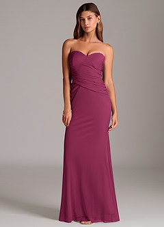 Azazie Katelyn Bridesmaid Dresses Mulberry Sheath Strapless Mesh Convertible Dress image6