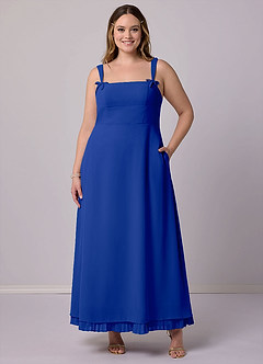 Barbie ♥ Azazie Bridesmaid Dresses Royal Blue A-Line Pleated Chiffon Dress image9