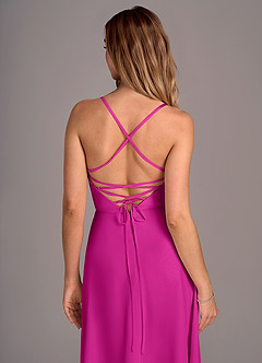 Azazie Mei Vestidos de damas de honor Vestido de Fucsia de Gasa de Corte en A image2