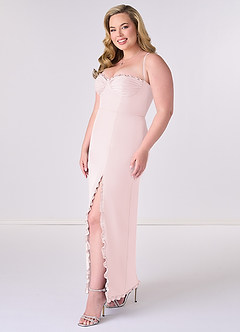 Barbie ♥ Azazie Bridesmaid Dresses Blushing Pink Sheath Corset Chiffon Dress image9
