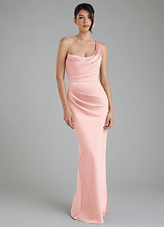 Azazie Sabrina Bridesmaid Dresses Powder Pink Mermaid Corset Stretch Satin Dress image6
