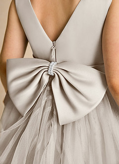 Azazie Pear Blumenmädchenkleider Ballkleid Schleifen Tüll Kleid Frost image6