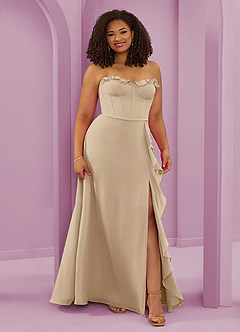 Barbie ♥ Azazie Bridesmaid Dresses Champagne A-Line Sweetheart Neckline Chiffon Dress image3