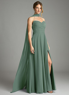 Azazie Ayla Abiti da Damigella Abito A-Line in Chiffon Scollo a Cuore Eucalipto image1