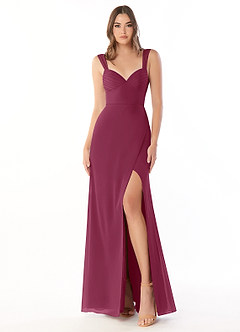 Azazie Audre Bridesmaid Dresses Mulberry Mermaid Pleated Chiffon Dress image1