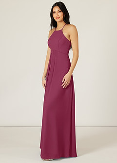 Azazie Sarah Bridesmaid Dresses Mulberry Empire Pleated Chiffon Dress image4