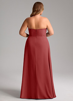 Azazie Wren Bridesmaid Dresses Rust A-Line Side Slit Chiffon Convertible Dress image15