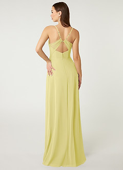 Azazie Minie Bridesmaid Dresses Lemon Sorbet A-Line Bow Chiffon Dress image2