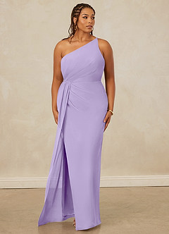 Christian Siriano Bridal for Azazie 1003 Bridesmaid Dresses Lilac Sheath One Shoulder Chiffon Dress image10