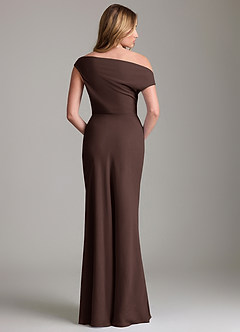 Azazie Emerson Jurken voor bruidsmeisjes Jurk van Chiffon met Kolom Off the Shoulder Ganache image4