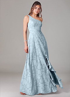 Azazie Ellianna Bridesmaid Dresses Sky Blue A-Line One Shoulder Floral Burnout Dress image3
