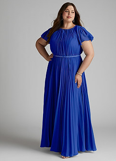 Azazie Kara vestidos de dama de honor modestos Vestido de Corte En A Plisado Hasta el suelo Gasa image13