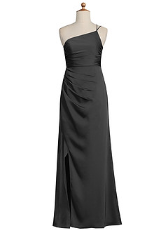 Azazie Eren Junior Robe Fourreau en Satin extensible Plissée Noir image8