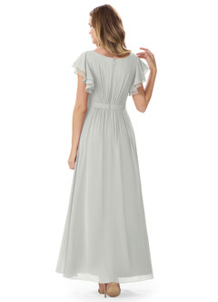 Azazie Daphne Modest Bridesmaid Dresses A-Line Ruffled Chiffon Floor-Length Dress image30
