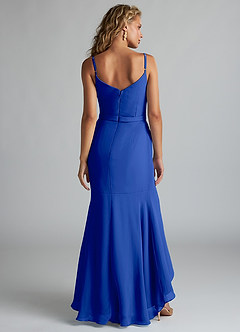 Azazie Summer Brautjungfernkleider Meerjungfrau-Linie Schaufel Kutte Chiffon Kleid Königsblau image2