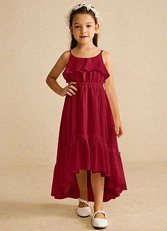 Azazie Karmen Flower Girl Dresses Scarlet A-Line Ruched Chiffon Dress image5