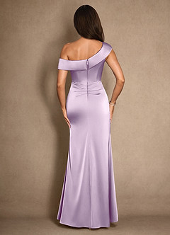 Azazie Hamptons Mother of the Bride Dresses Frosted Lilac A-Line Pleated Stretch Satin Dress image2
