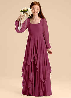 Azazie Clara Junior Abito A-Line in Chiffon Blusa Gelso image1