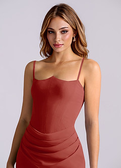 Azazie Debby Bridesmaid Dresses Terracotta Mermaid Strapless Chiffon Dress image6